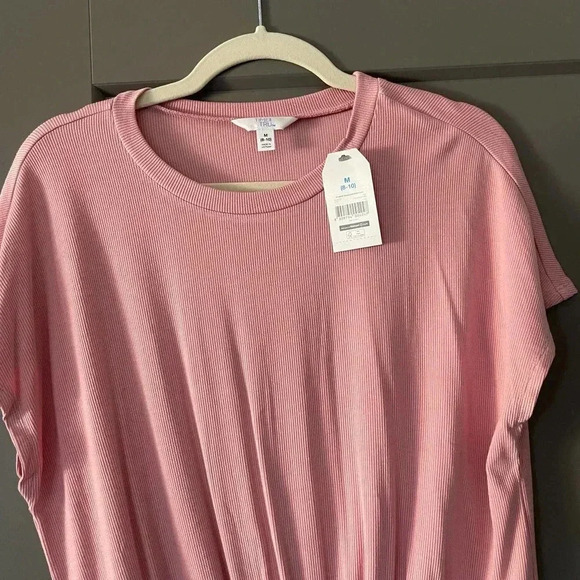 Time And Tru Stretch Round Neck Short Sleeve  Drop Shoulder Bodysuit Medium NWT - Picture 2 of 7